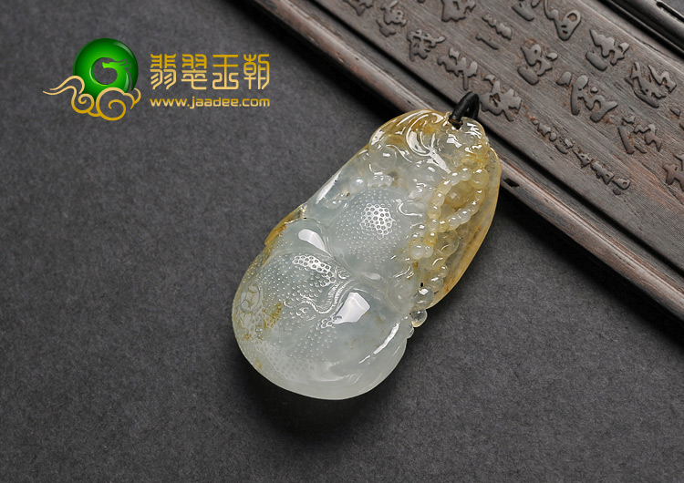 冰种淡黄翡缅甸翡翠A货福禄寿挂件
