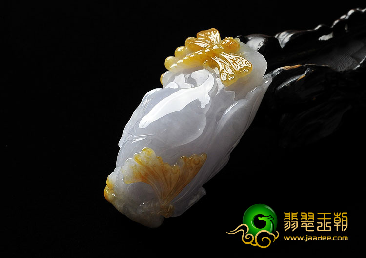 糯冰种黄翡缅甸翡翠A货玉兰花挂件