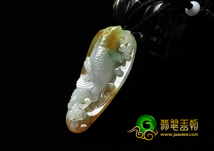 (超值推荐)冰种黄加绿缅甸翡翠A货年年有余挂件
