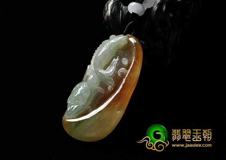 冰种黄加绿缅甸翡翠A货年年有余挂件