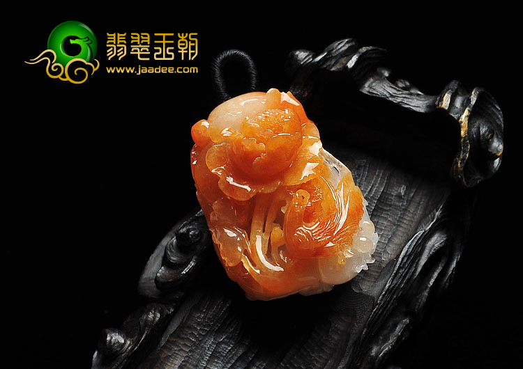 糯冰种红翡缅甸翡翠A货鸟语花香挂件