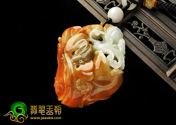 糯冰种红黄翡缅甸翡翠A货福在眼前手玩件