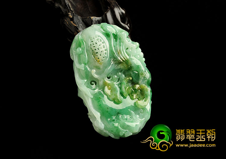 糯冰种黄加绿缅甸翡翠A货喜上眉梢挂件