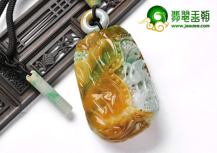 糯冰种黄加绿缅甸翡翠A货一路连科挂件手玩件