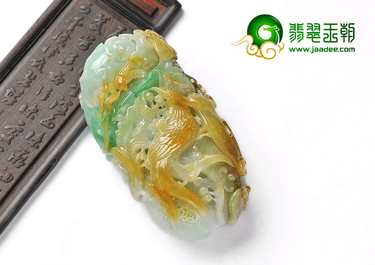 糯冰种黄加绿缅甸翡翠A货喜上眉梢手玩件