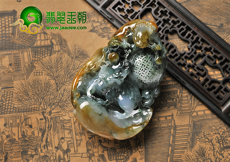 糯冰种褐黄翡缅甸翡翠A货貔貅如意手玩件