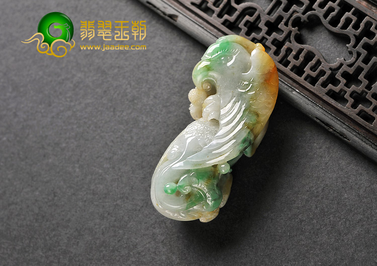 糯冰种黄加绿缅甸翡翠A货英明神武挂件