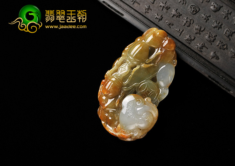 糯冰种褐黄翡缅甸翡翠A货富甲一方挂件