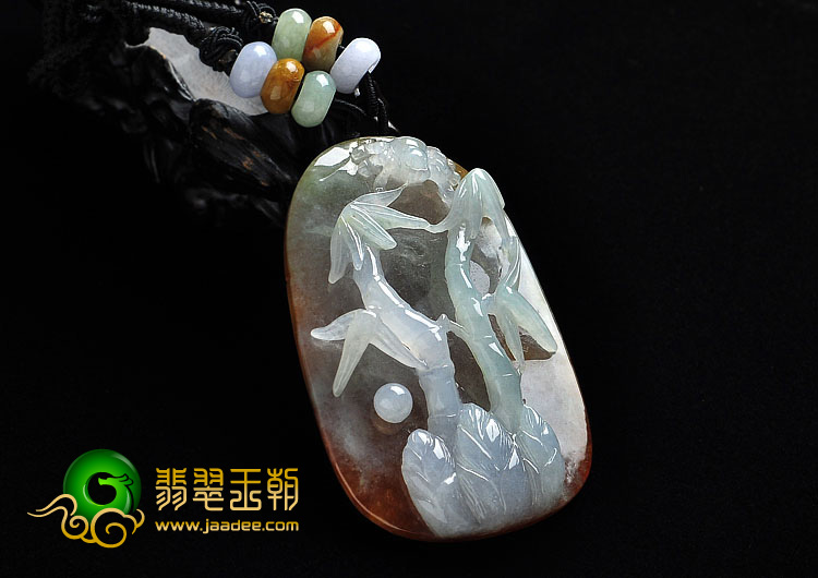 冰种褐红翡缅甸翡翠A货富甲天下挂件