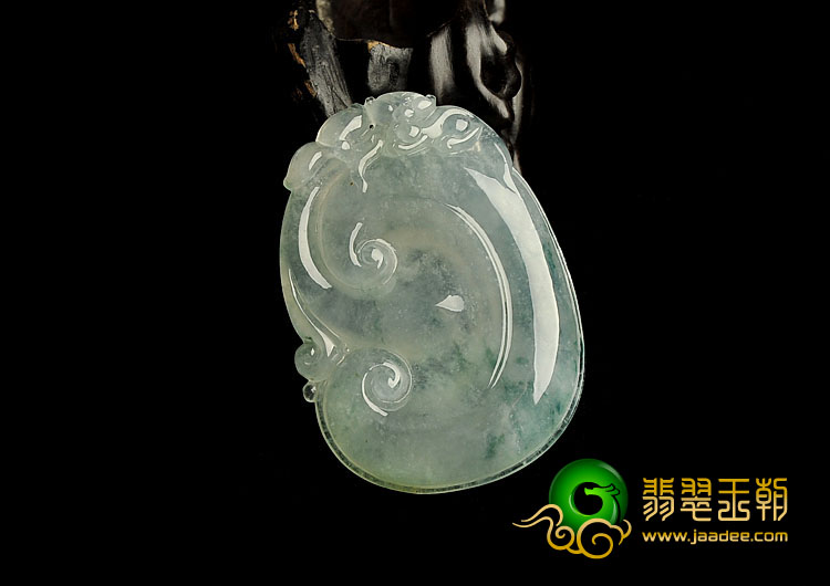 冰种飘花缅甸翡翠A货如意挂件