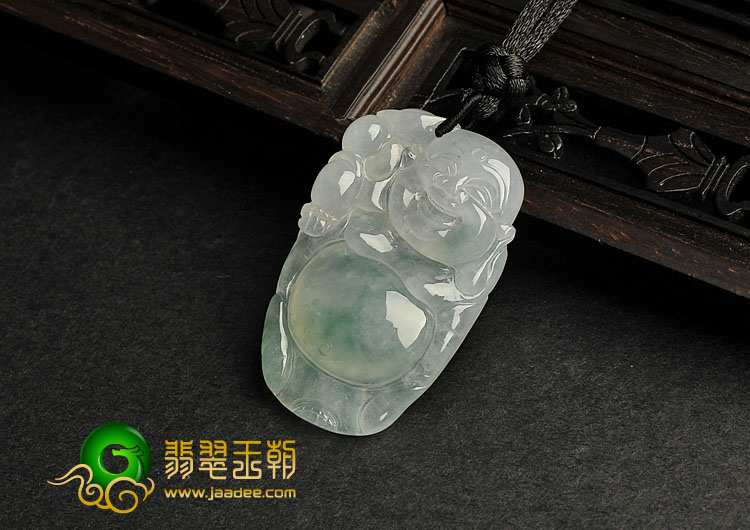 (超值推荐)冰种淡春飘花缅甸翡翠A货逍遥佛挂件