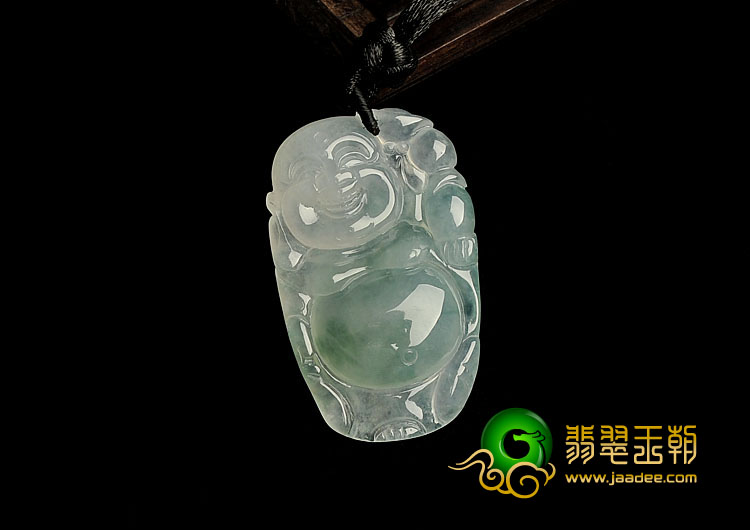 冰种晴水飘花缅甸翡翠A货逍遥佛挂件