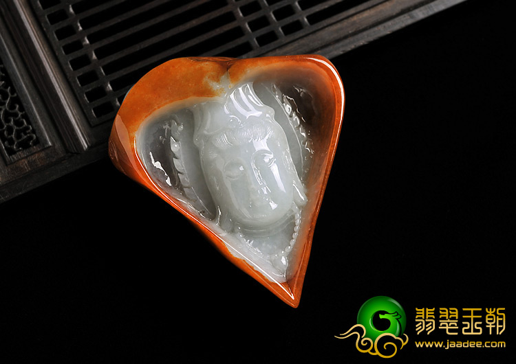 糯冰种红翡缅甸翡翠A货观音头挂件