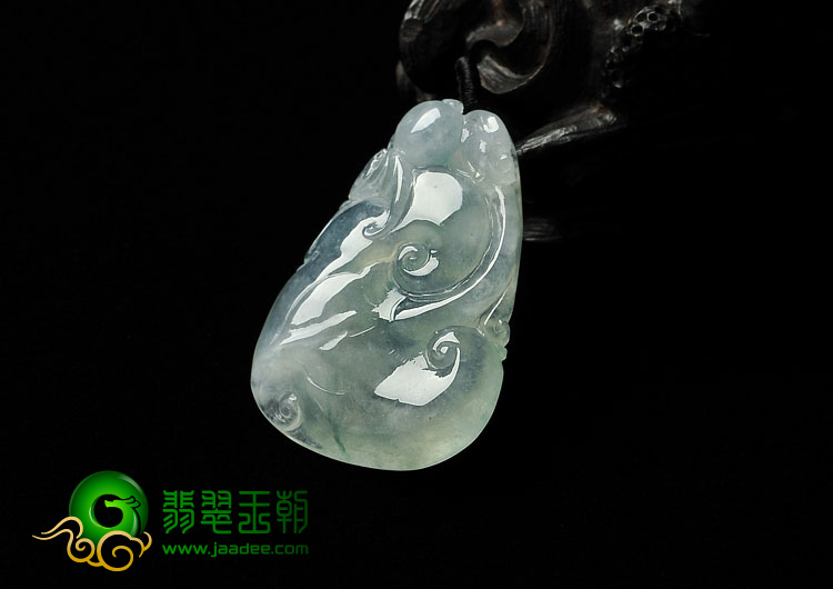 冰种飘花缅甸翡翠A货如意寿挂件