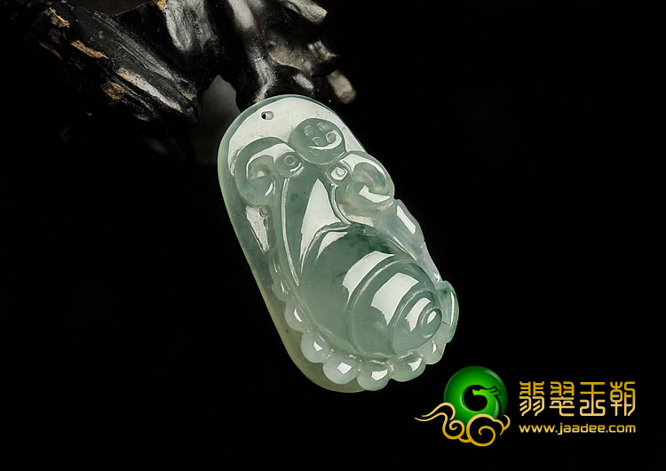 冰种飘花缅甸翡翠A货扭转乾坤挂件