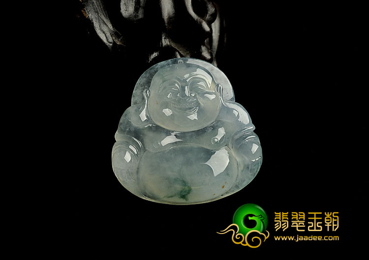 冰种晴水略飘花缅甸翡翠A货玉佛挂件