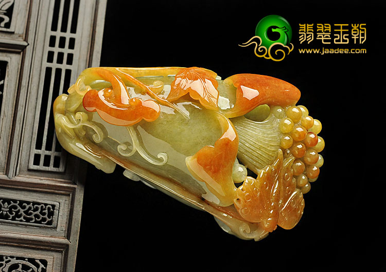 糯冰种红黄翡缅甸翡翠A货玉兰花手玩件