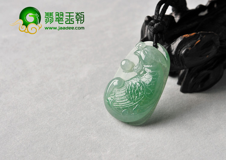 冰种晴水飘翠缅甸翡翠A货丹凤朝阳挂件