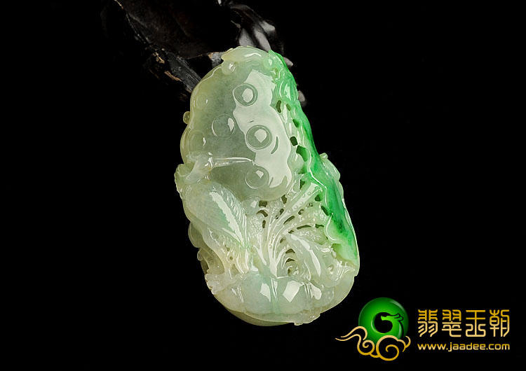 冰种黄加绿缅甸翡翠A货一路连科挂件