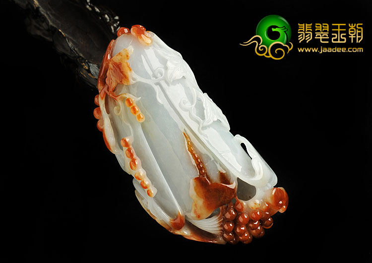 糯冰种红黄翡缅甸翡翠A货玉兰花手玩件