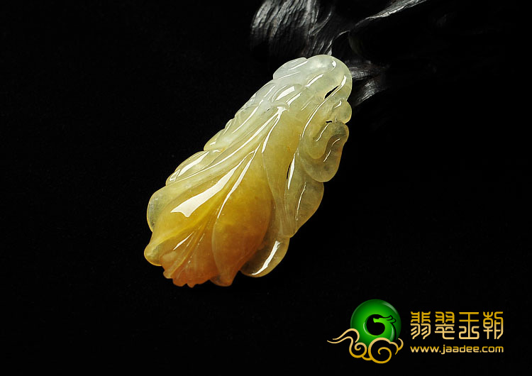 糯冰种黄翡缅甸翡翠A货玉兰花挂件