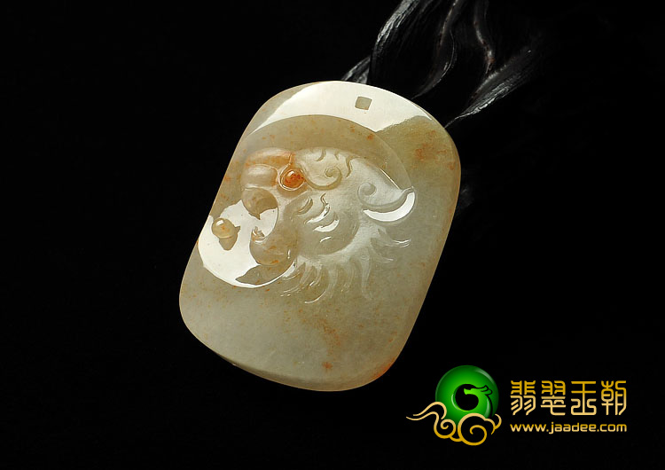 糯冰种淡红黄翡缅甸翡翠A货虎头牌挂件