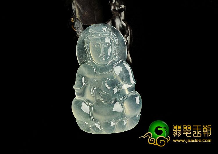 冰种晴水缅甸翡翠A货观音挂件