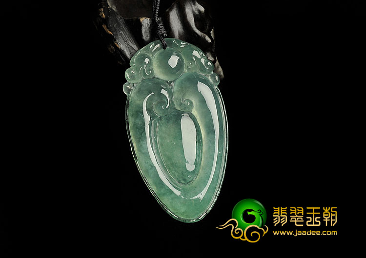 冰种晴水飘花缅甸翡翠A货双龙如意挂件