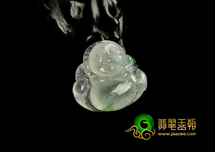 冰种飘花缅甸翡翠A货玉佛挂件