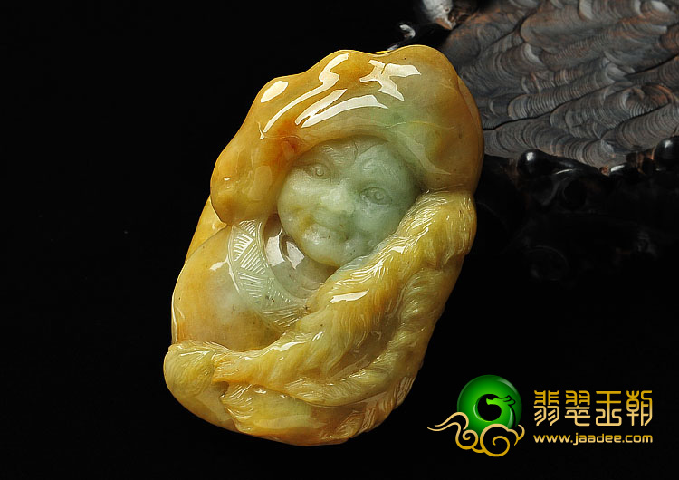 糯冰种黄翡缅甸翡翠A货慈母挂件