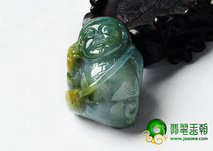 feicui糯冰种晴水黄翡缅甸翡翠A货土财主挂件
