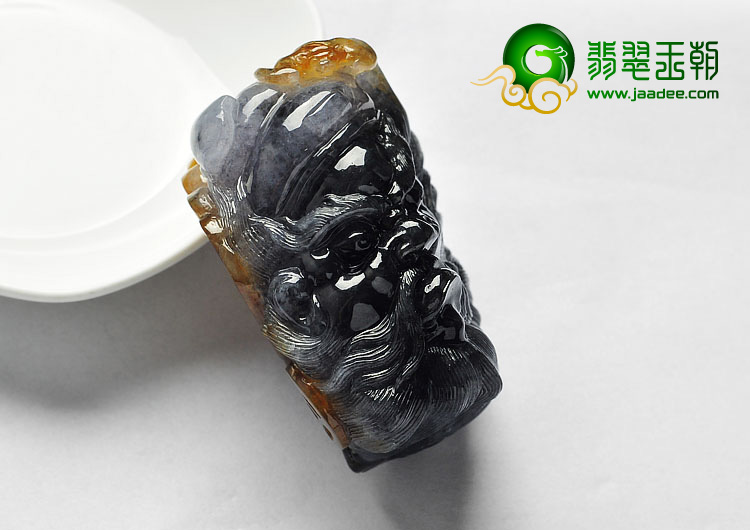 细糯（乌鸡种）缅甸翡翠A货钟馗手玩件