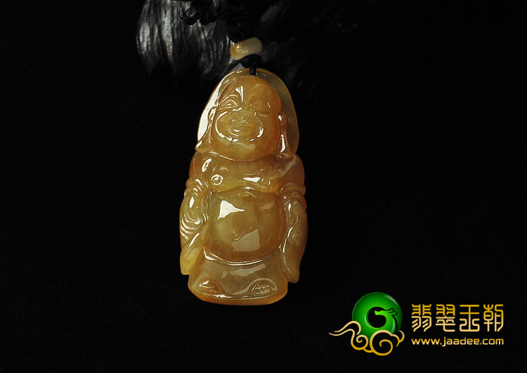 糯冰种黄翡缅甸翡翠A货玉佛挂件