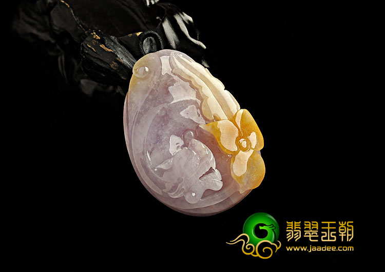 糯冰种紫罗兰黄翡缅甸翡翠A货龙行如意挂件