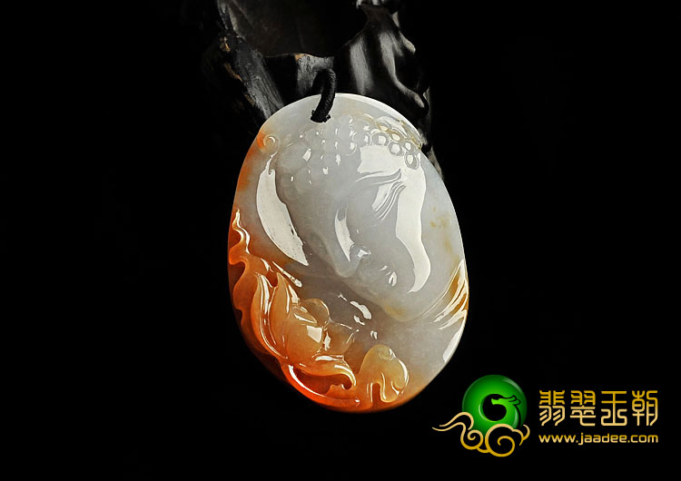 feicui糯冰种红黄翡缅甸翡翠A货释迦牟尼挂件