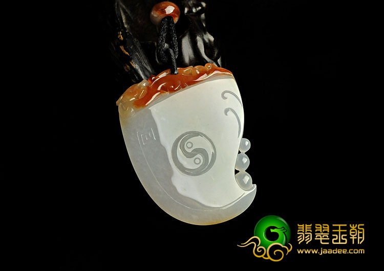 冰种红黄翡缅甸翡翠A货仿古龙挂件