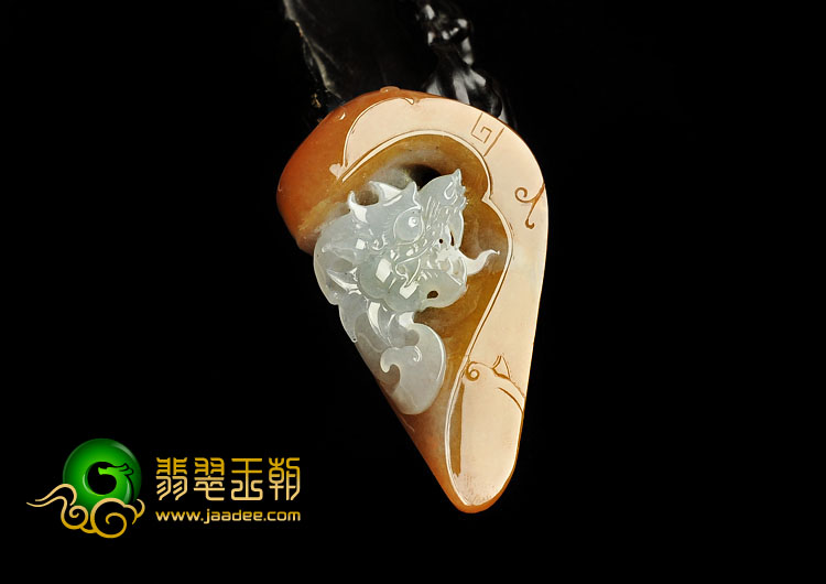 糯冰种褐黄翡缅甸翡翠A货龙挂件