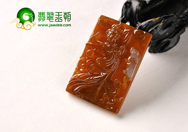 冰种红翡缅甸翡翠A货嫦娥奔月挂件