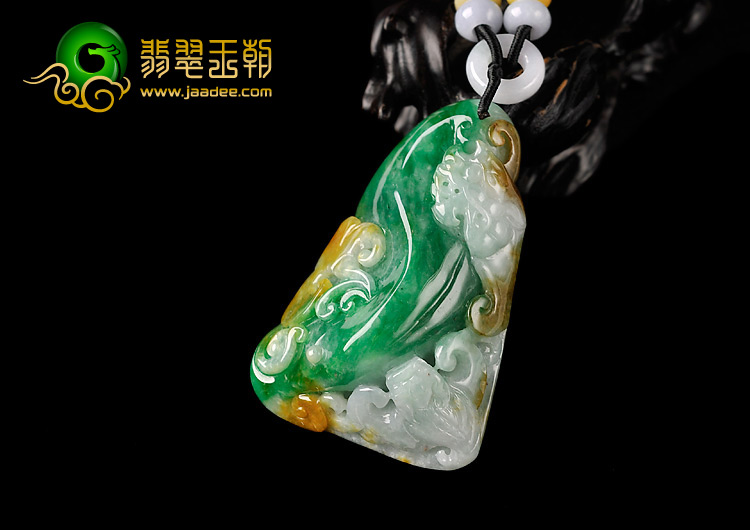 糯冰种黄加绿缅甸翡翠A货龙行如意挂件
