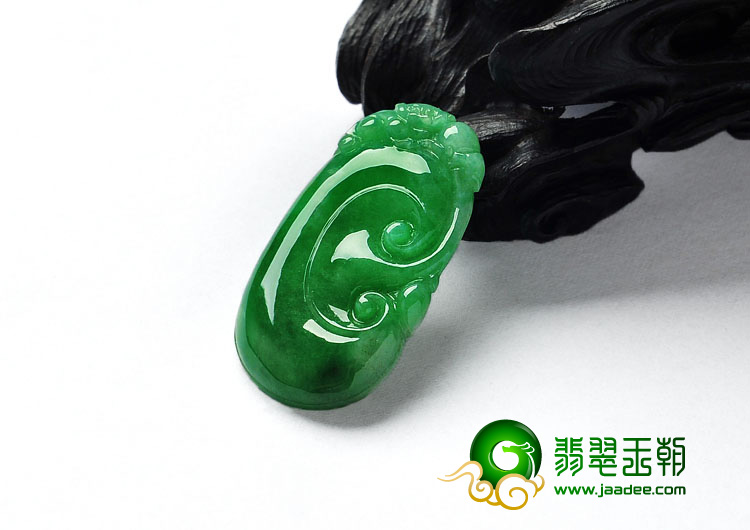 糯冰种正阳绿缅甸翡翠A货如意挂件