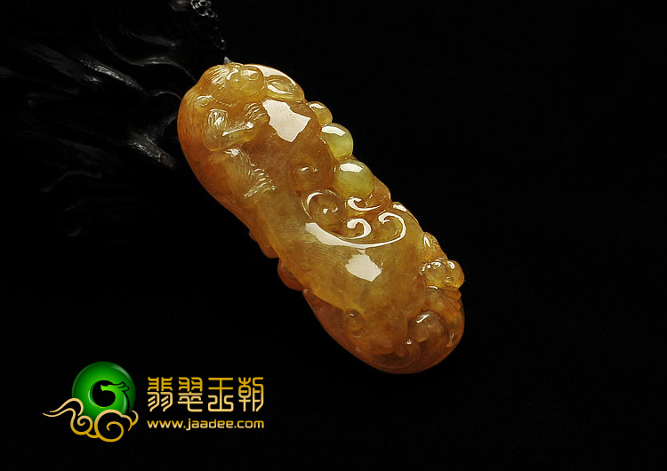 冰种黄翡缅甸翡翠A货如意寿挂件