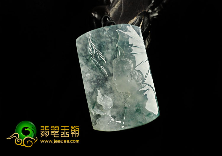 冰玻种飘花缅甸翡翠A货观音挂件