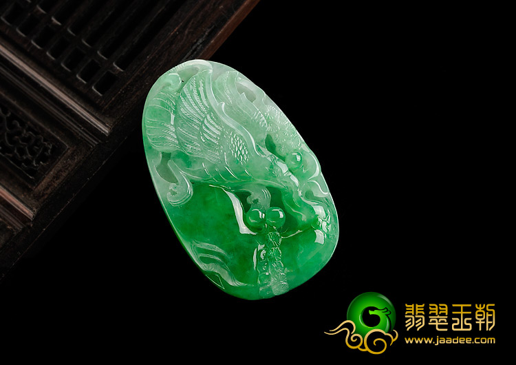 糯冰种正阳绿缅甸翡翠A货大展宏图挂件