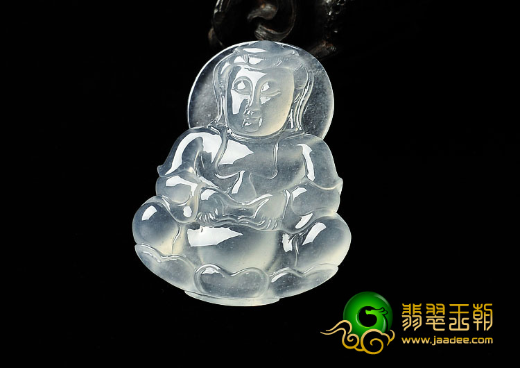 冰玻种缅甸翡翠A货观音挂件