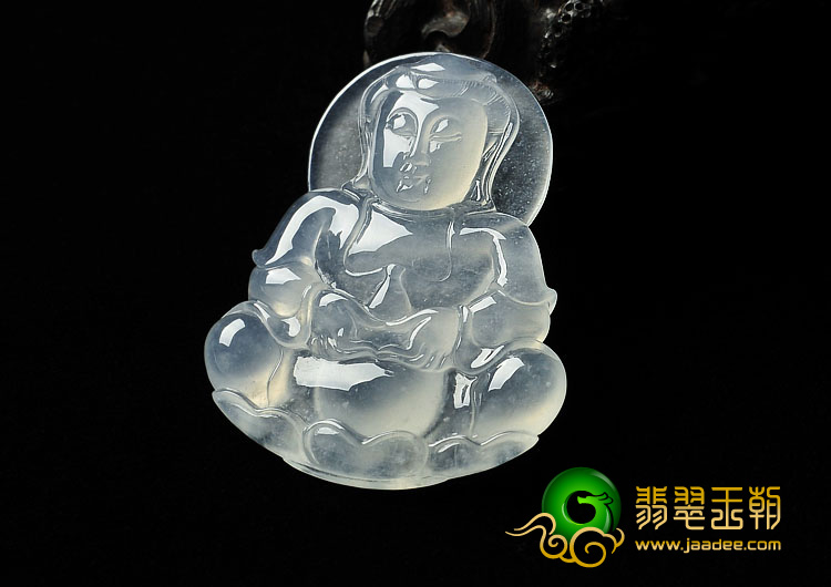 冰玻种缅甸翡翠A货观音挂件