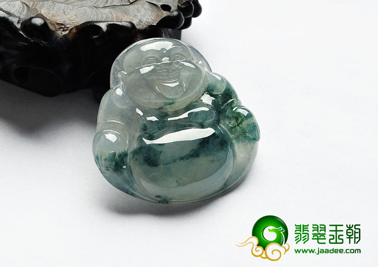 冰种飘花缅甸翡翠A货玉佛挂件