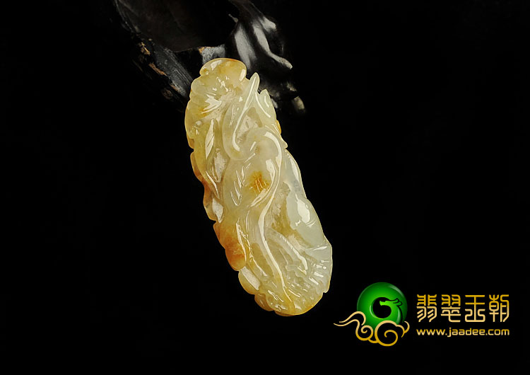 糯冰种黄翡缅甸翡翠A货一路连科挂件