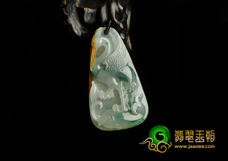 冰种黄翡飘花缅甸翡翠A货一路连科挂件