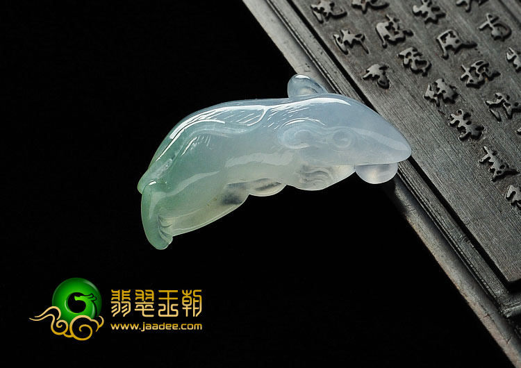 冰种晴水略带黄翡缅甸翡翠A货玉鼠运财挂件