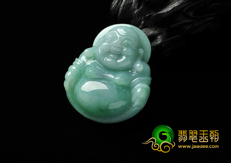 糯冰种豆绿缅甸翡翠A货玉佛挂件